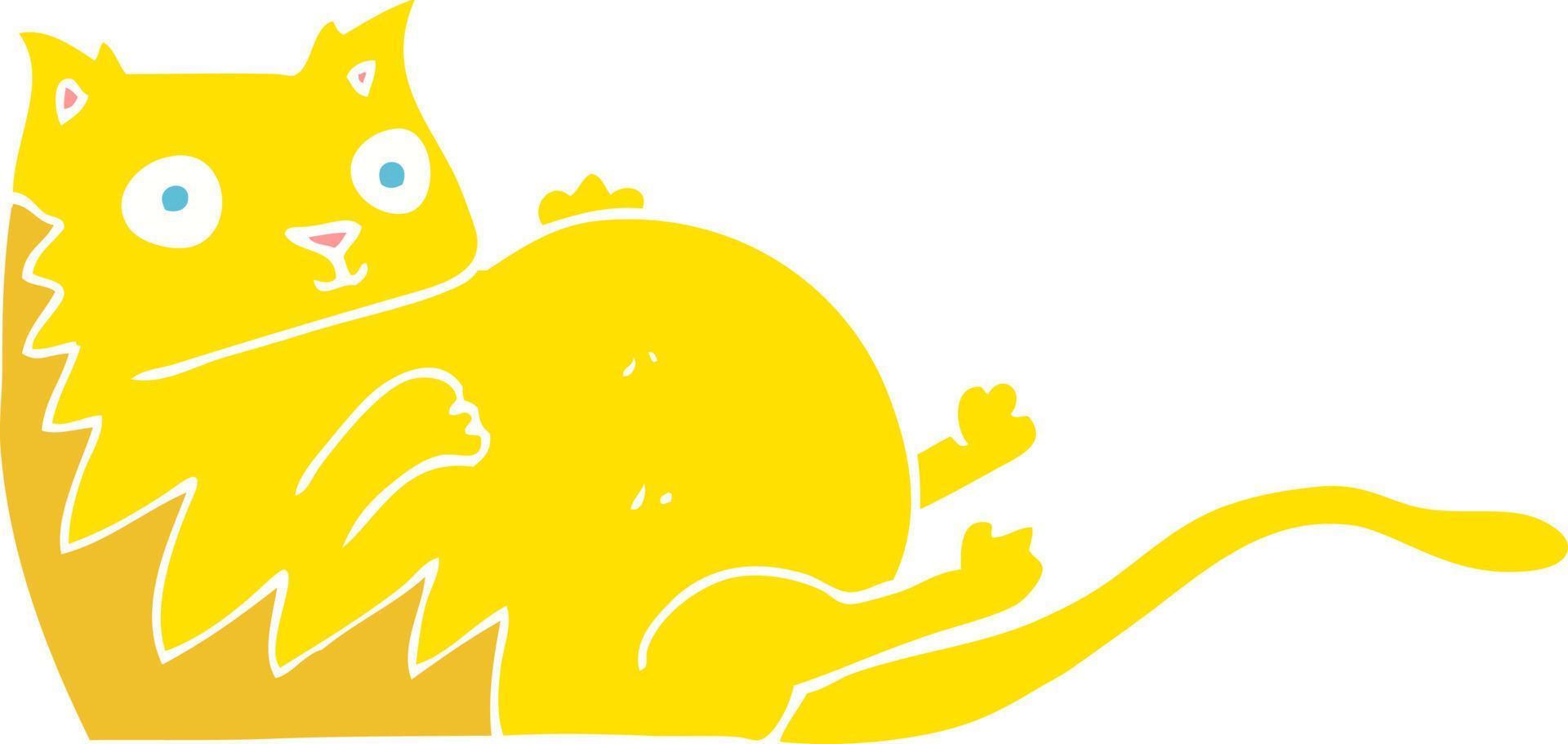 ilustración de color plano de un gato gordo de dibujos animados vector