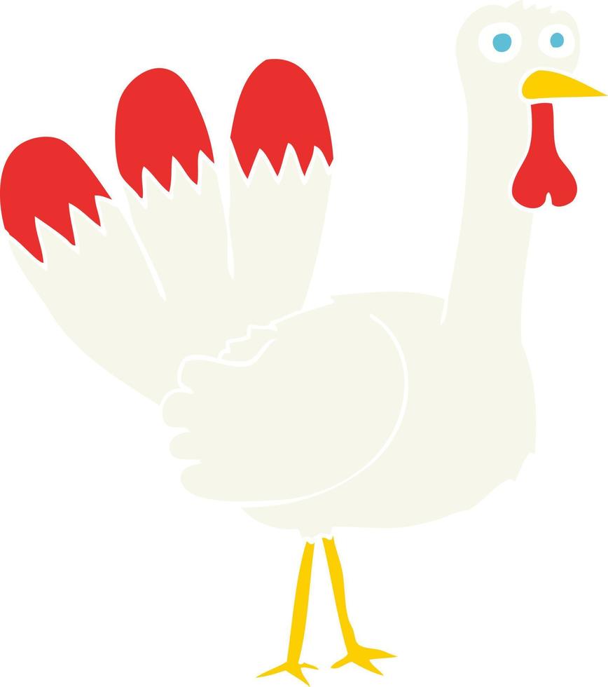 ilustración de color plano de un pavo de dibujos animados vector