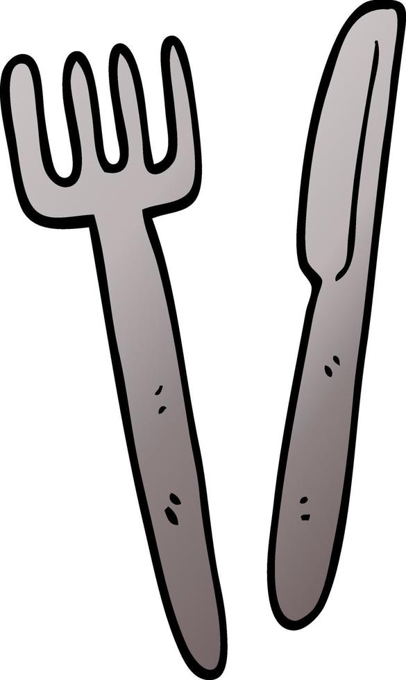 cartoon doodle knife and fork vector