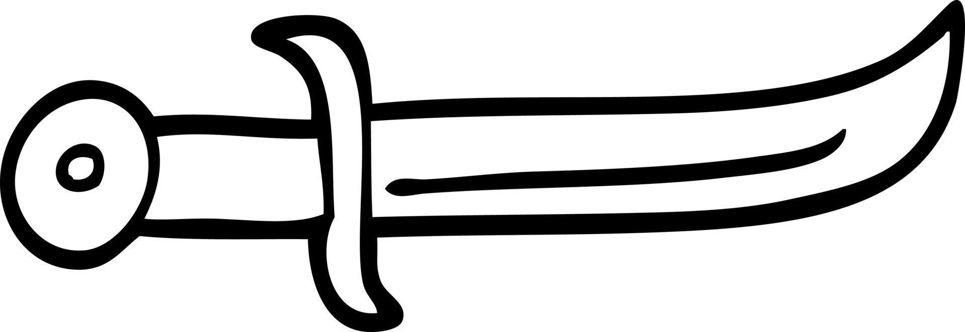 line drawing cartoon curved dagger vector