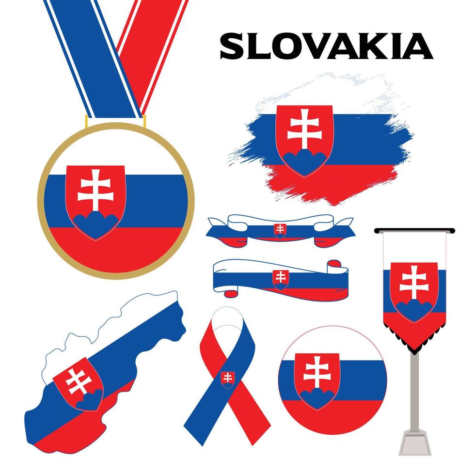 Elements Collection With The Flag of Slovakia Design Template vector