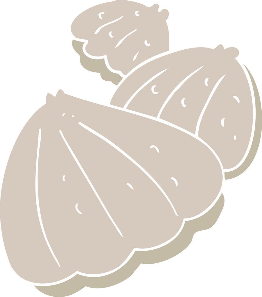 ilustración de color plano de una caricatura de ostras vector