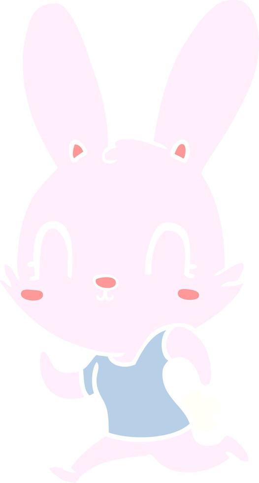 cute flat color style cartoon rabbit running vector