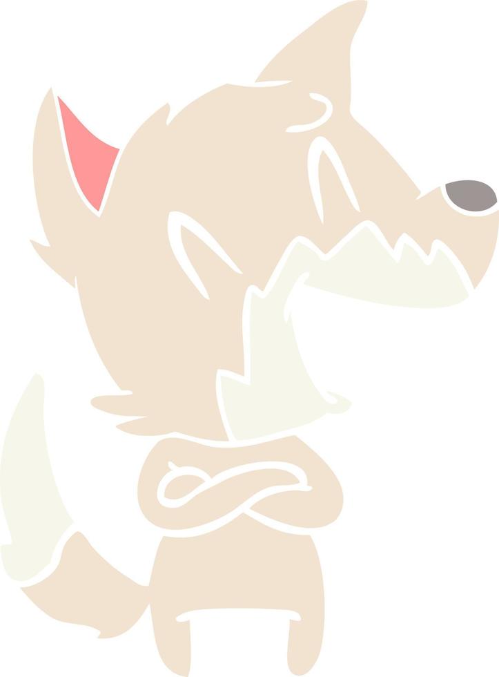 laughing fox flat color style cartoon vector