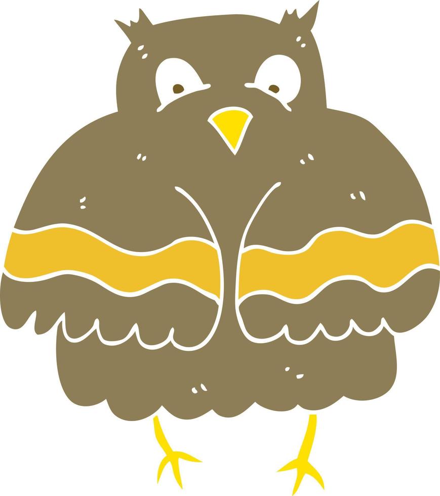 flat color illustration of a cartoon owl vector