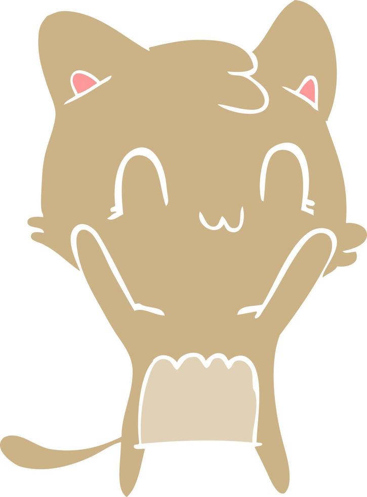 flat color style cartoon happy cat vector