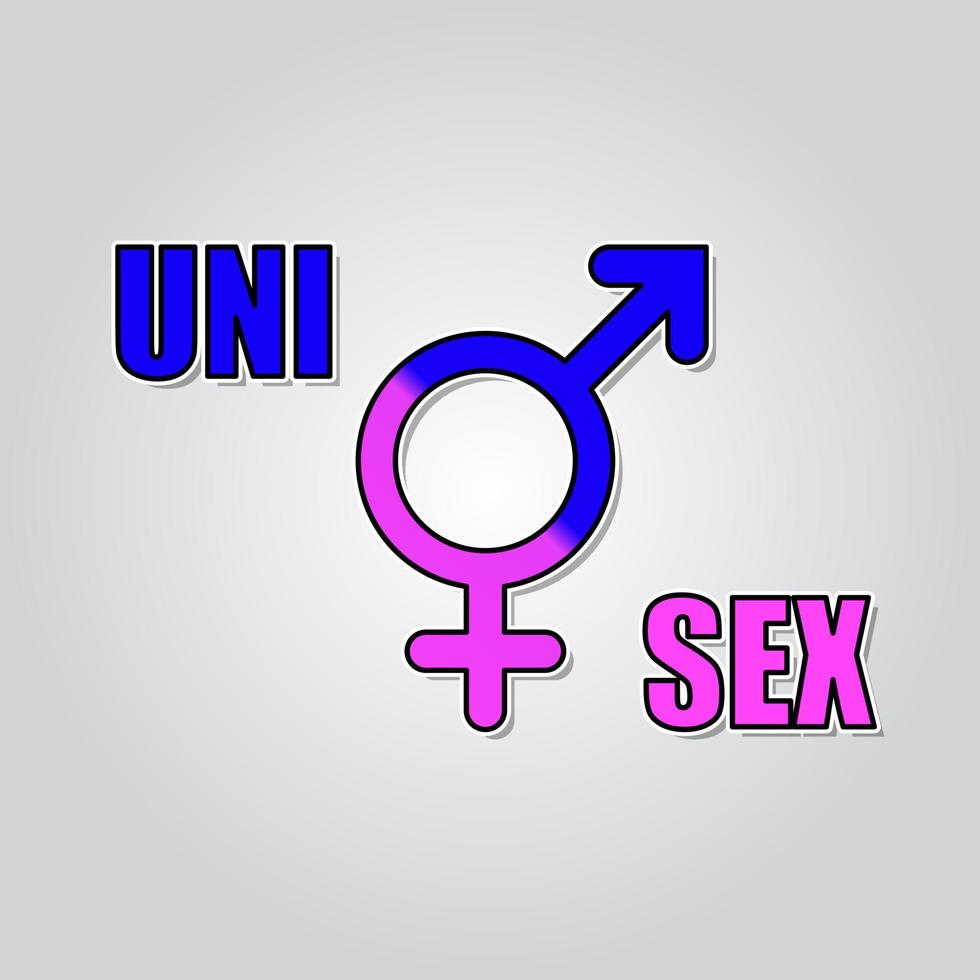 Unisex symbol. male and female sex sign combined, in blue pink. Vector illustration