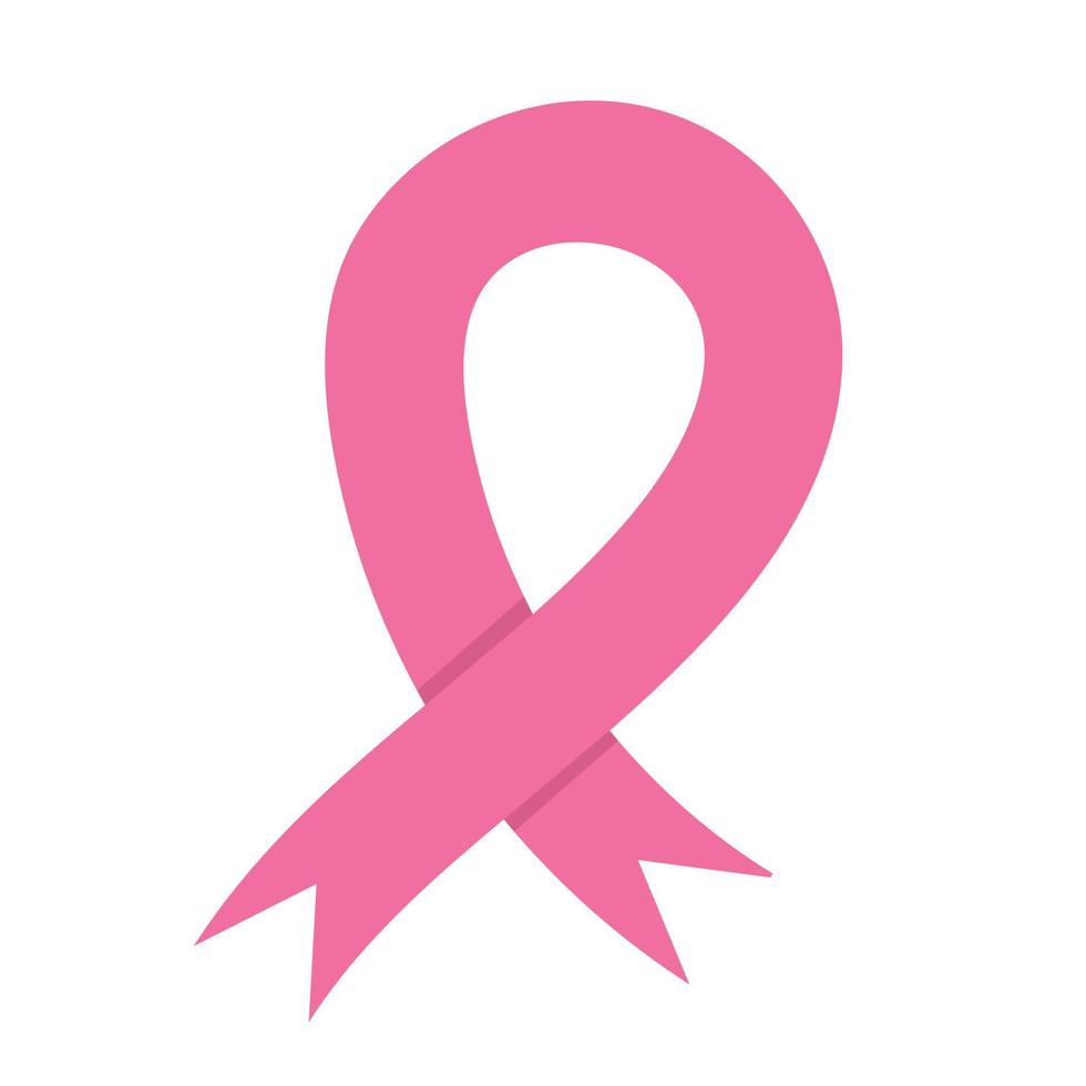 Simple minimalist Breast Cancer Awareness Month symbol - pink ribbon. Clip art element for banner, poster, invitation design. Vector illustration isolated on white background