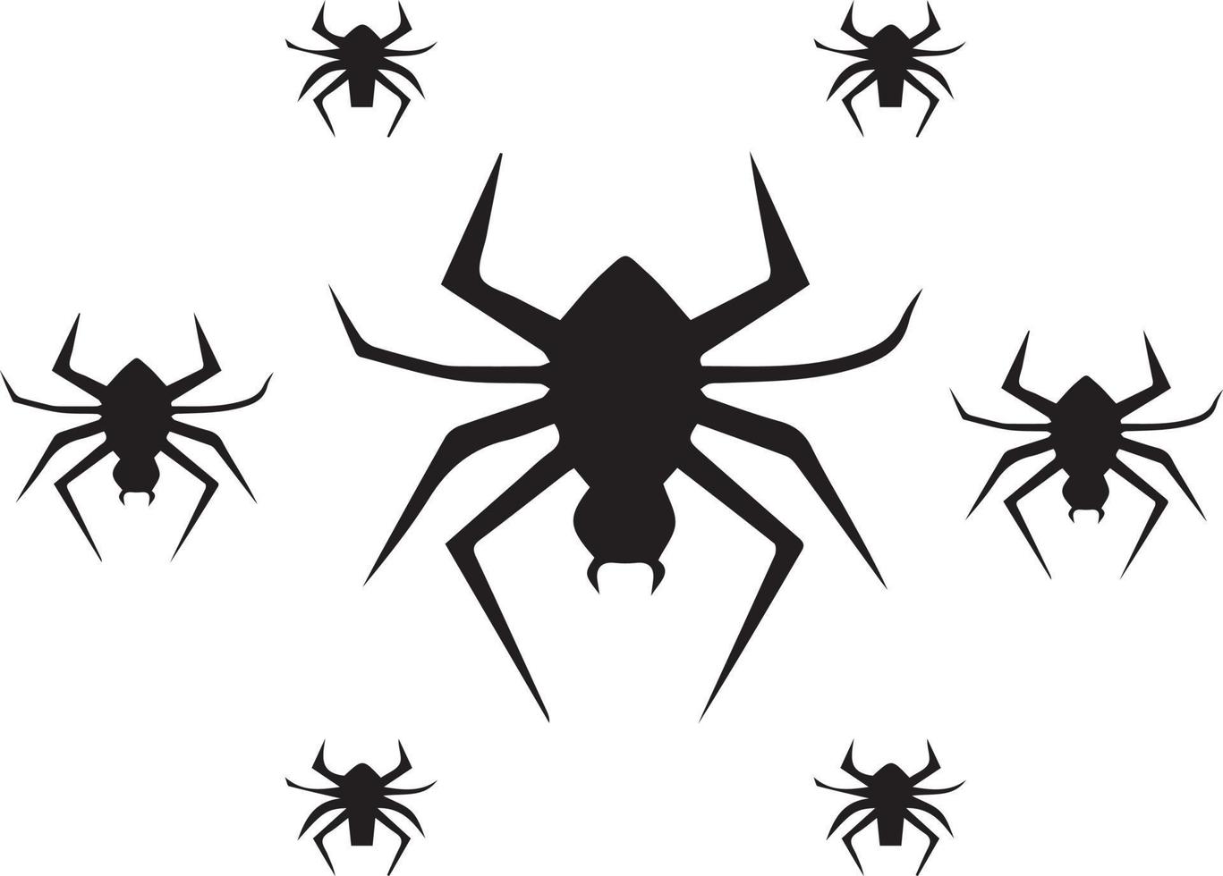 múltiples diseños de araña hechos en un patrón blanco y negro vector