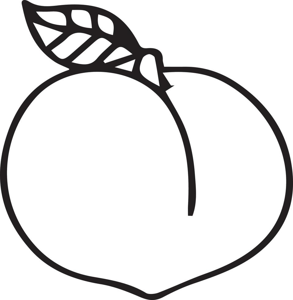 un diseño simple de fruta de melocotón, hecho en un patrón blanco y negro vector