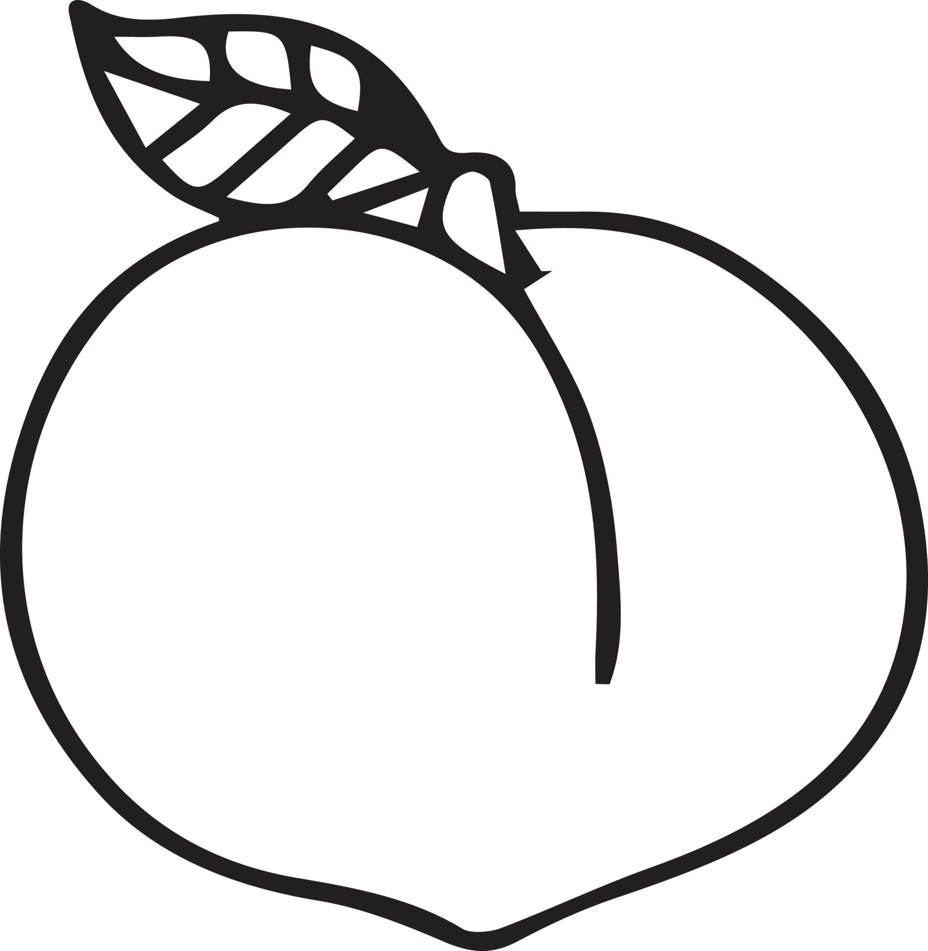 A simple design of peach fruit, made in a black and white pattern