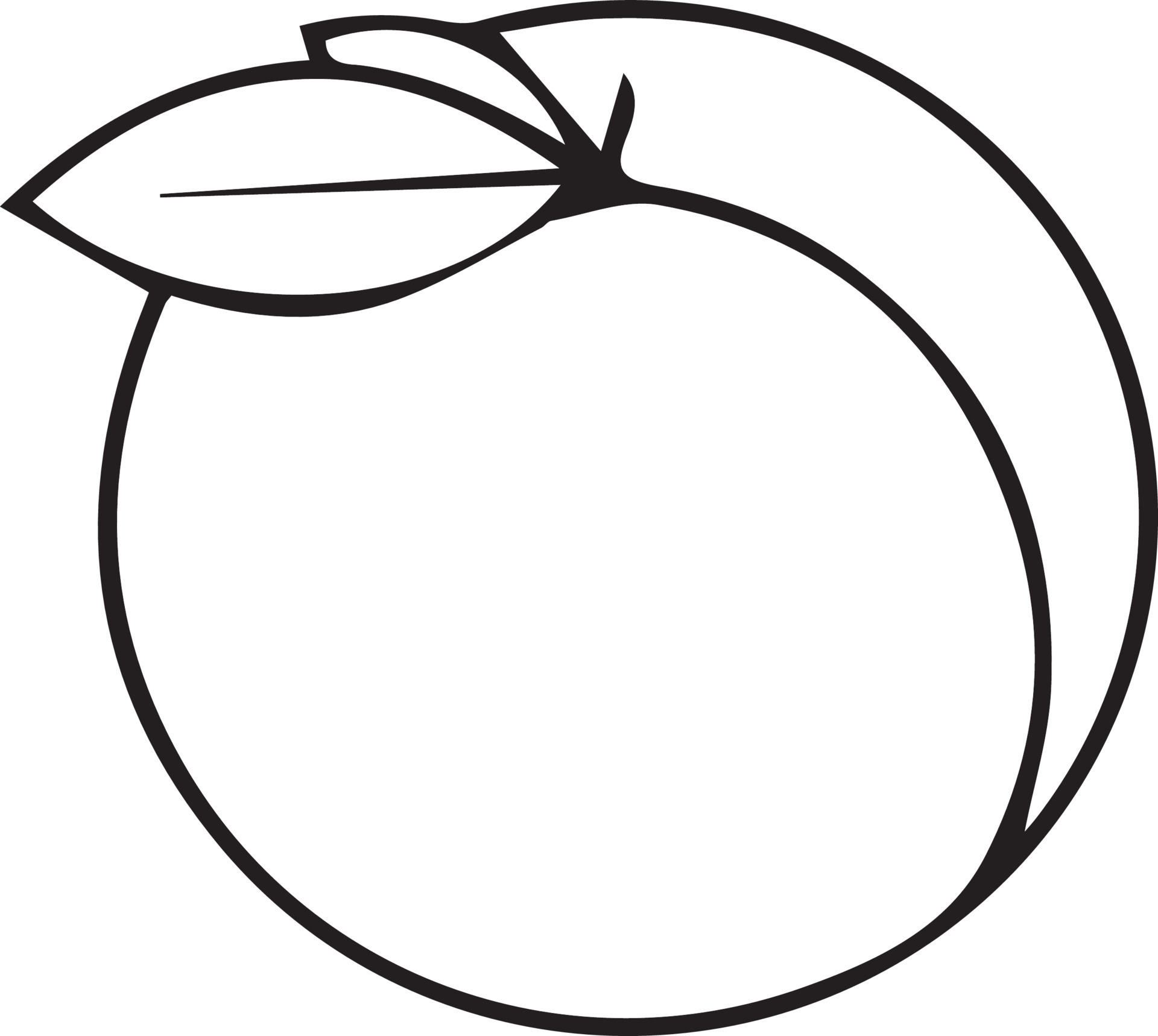A simple design of peach fruit, made in a black and white pattern