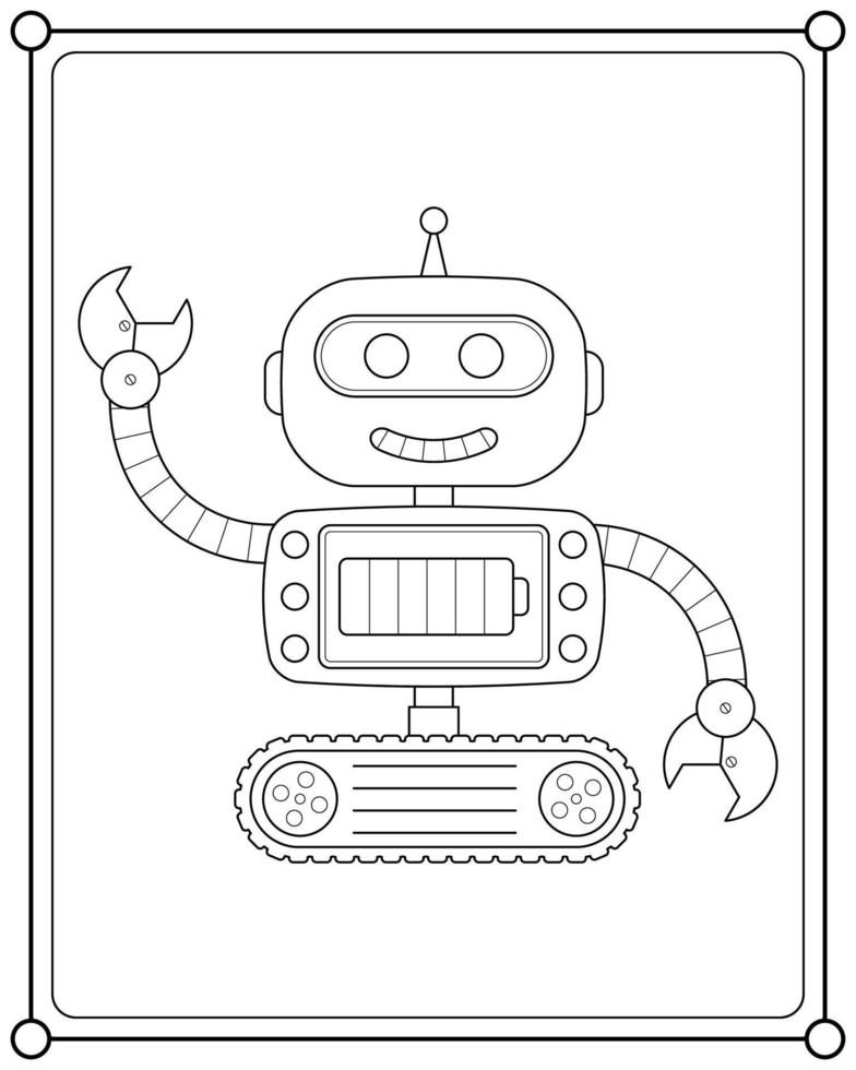 Cute robot suitable for children's coloring page vector illustration