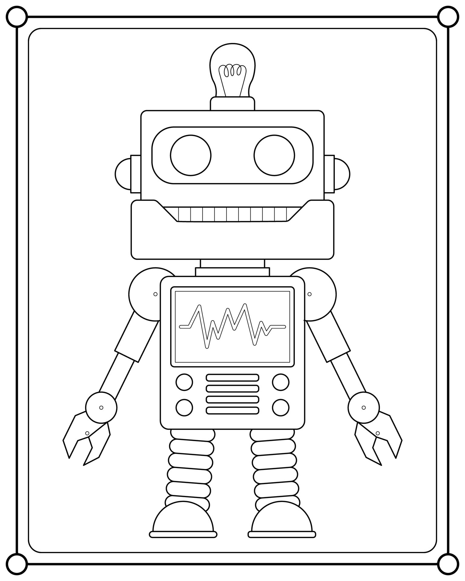 Cute robot suitable for children's coloring page vector illustration ...