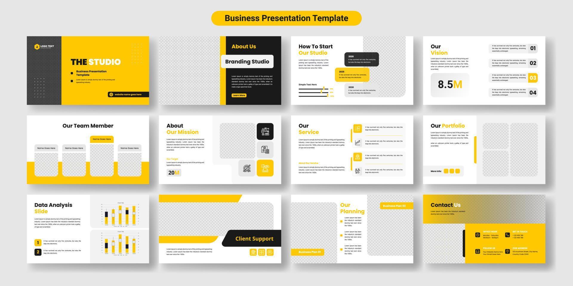 Creative business presentation slides template design. Use for modern presentation background, brochure design, website slider, landing page, annual report, company profile vector