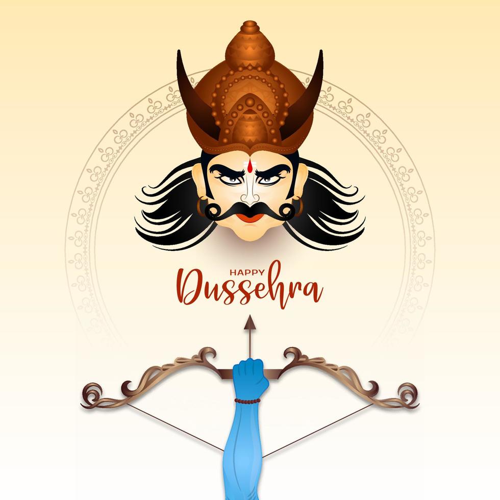 Happy Dussehra festival Ravana killing background design vector