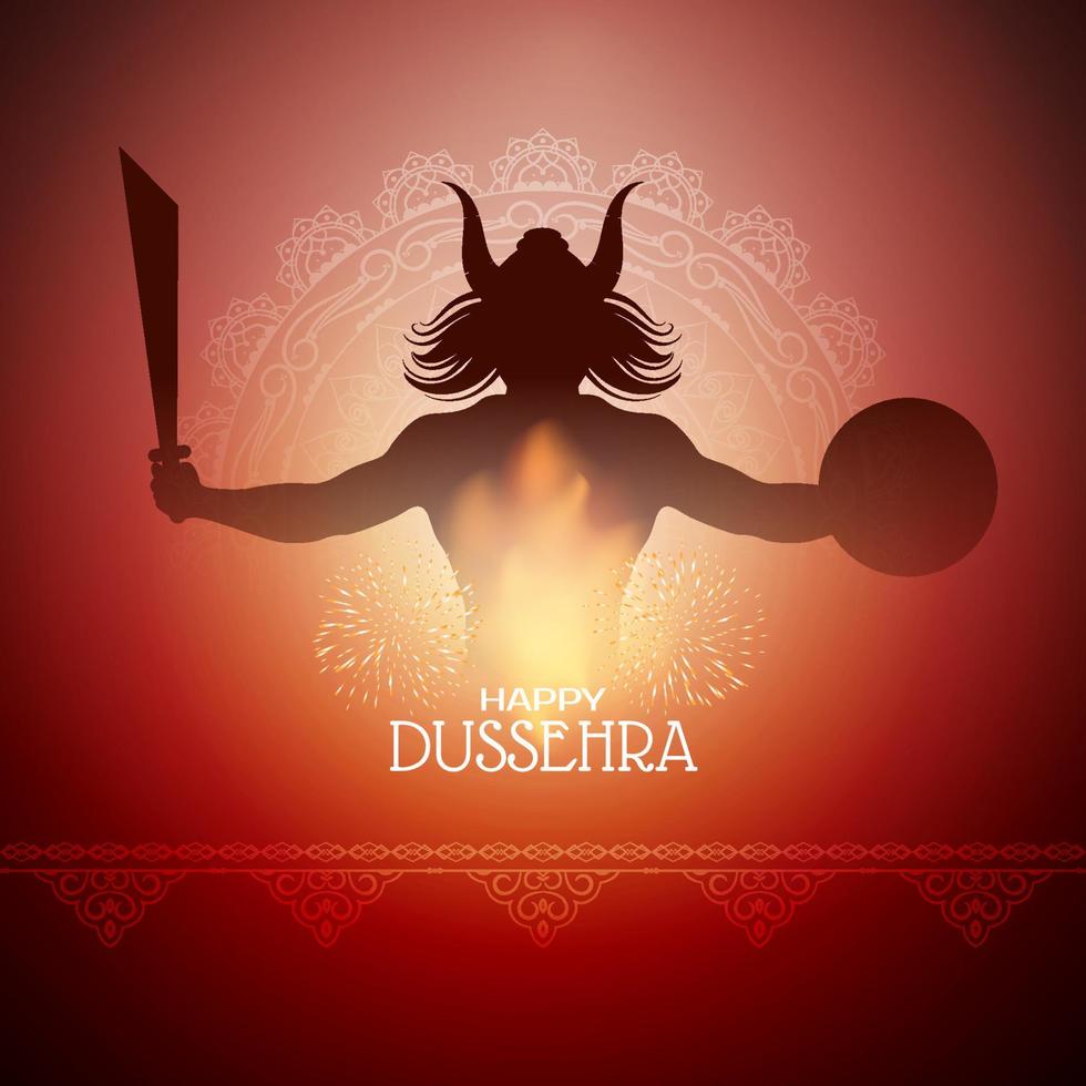 feliz dussehra festival hindú saludo cultural diseño de fondo vector