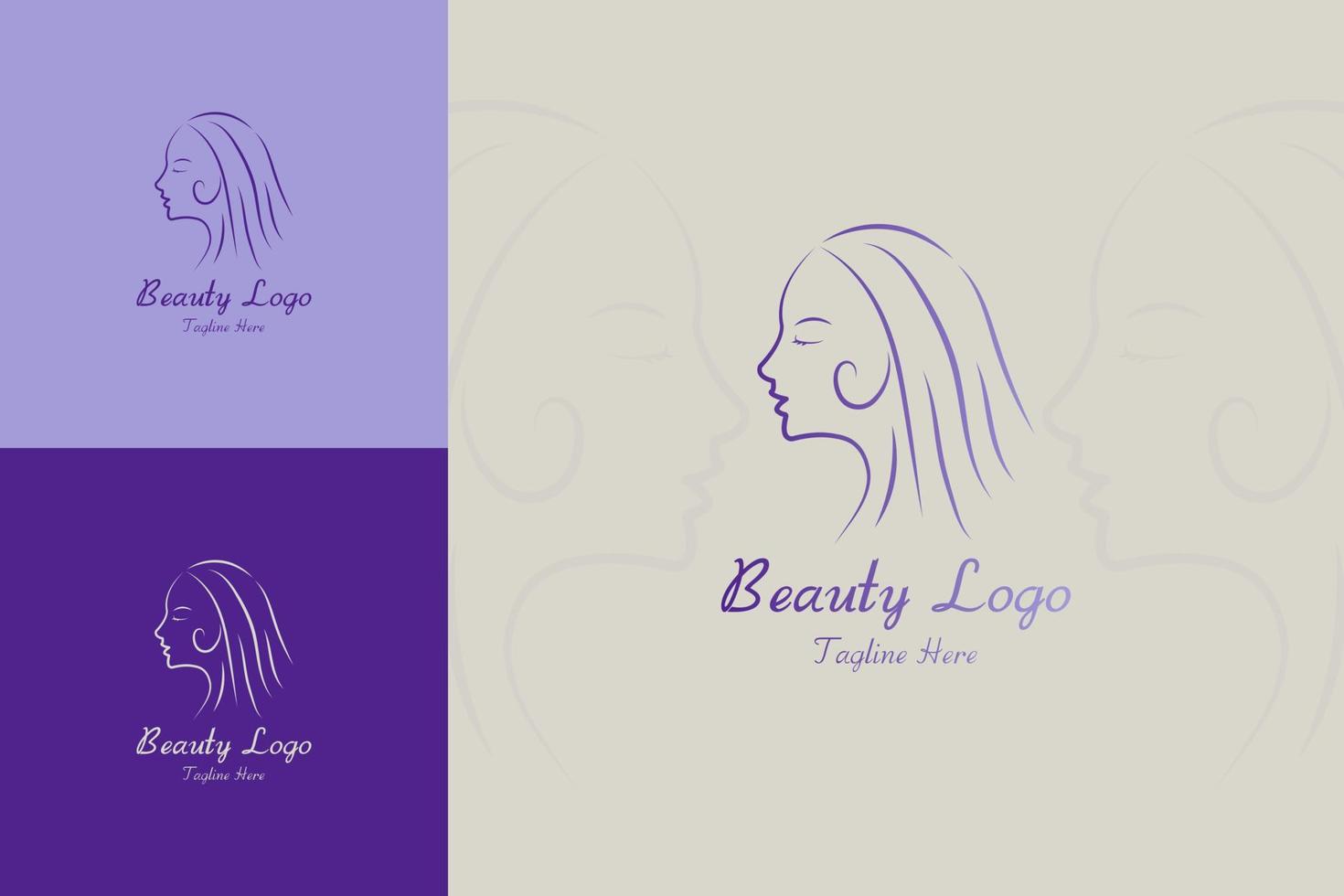 plantilla de logotipo de cara de mujer de belleza vector