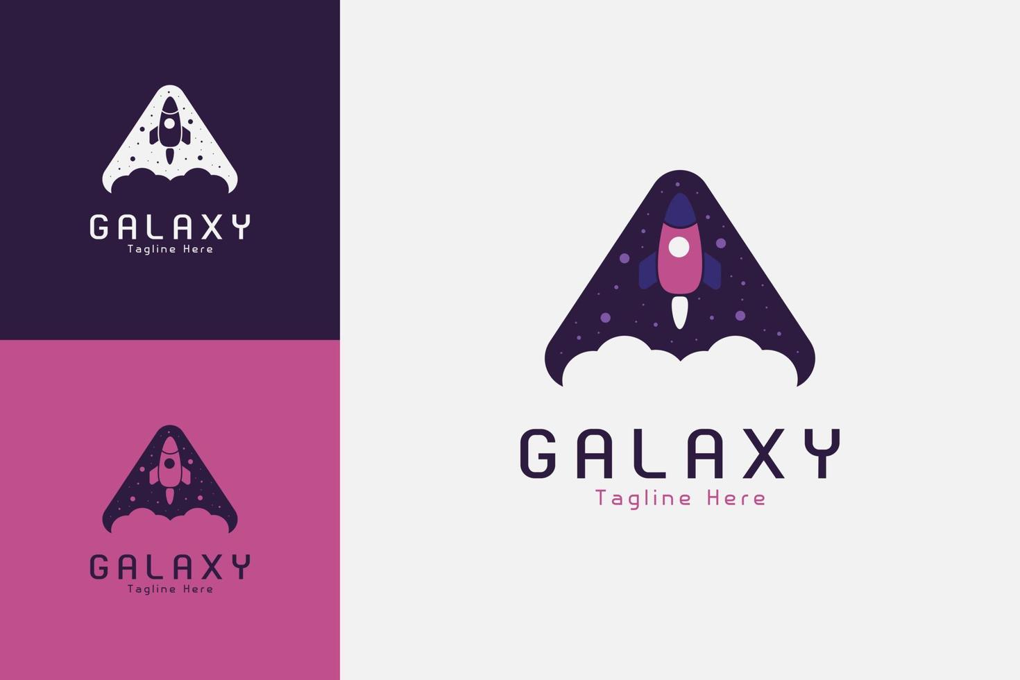 plantilla creativa de logotipo de galaxia y cohete vector