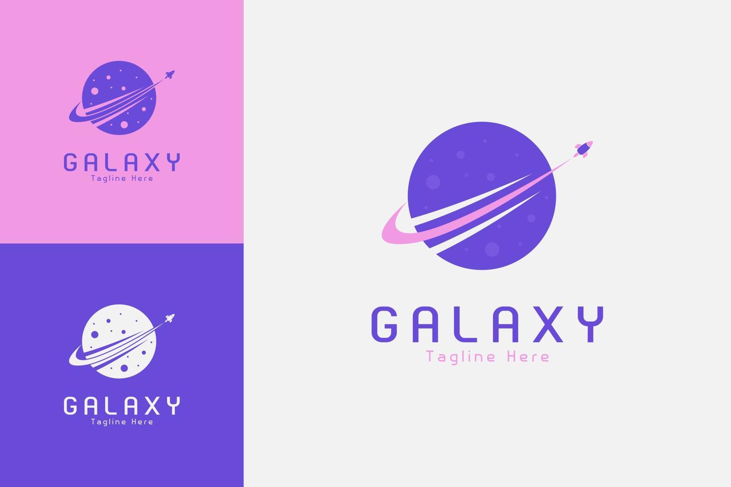 Creative galaxy and rocket logo template vector