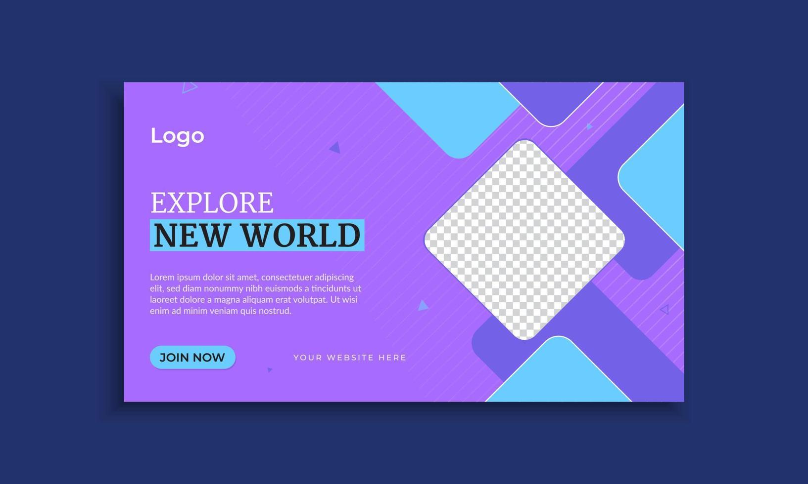 Explore the world web banner template design vector