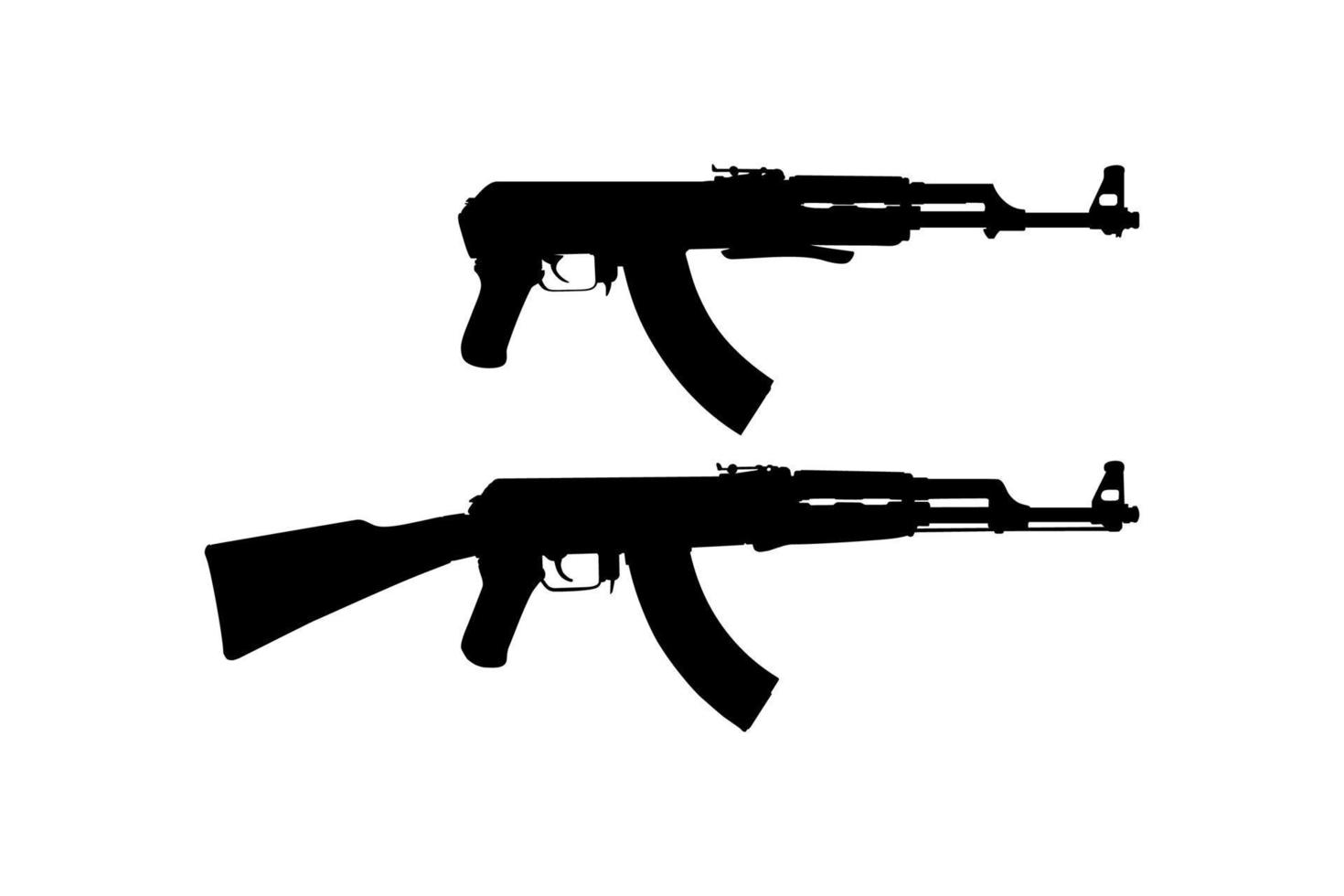 Silhouette of the AK 47 Gun for Pictogram or Graphic Design Element. Vector Illustration