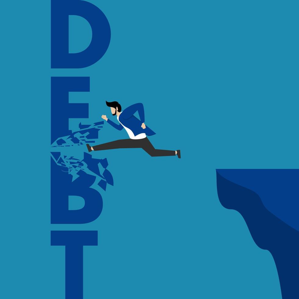 freedom to pay off debts, loans or mortgages, solutions to solve financial problems, savings or investments to break free, entrepreneurs break down debt barriers to get out of debt. vector
