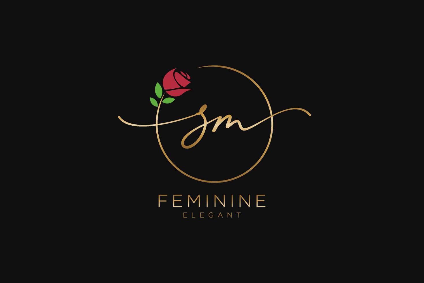 initial SM Feminine logo beauty monogram and elegant logo design, handwriting logo of initial signature, wedding, fashion, floral and botanical with creative template. vector