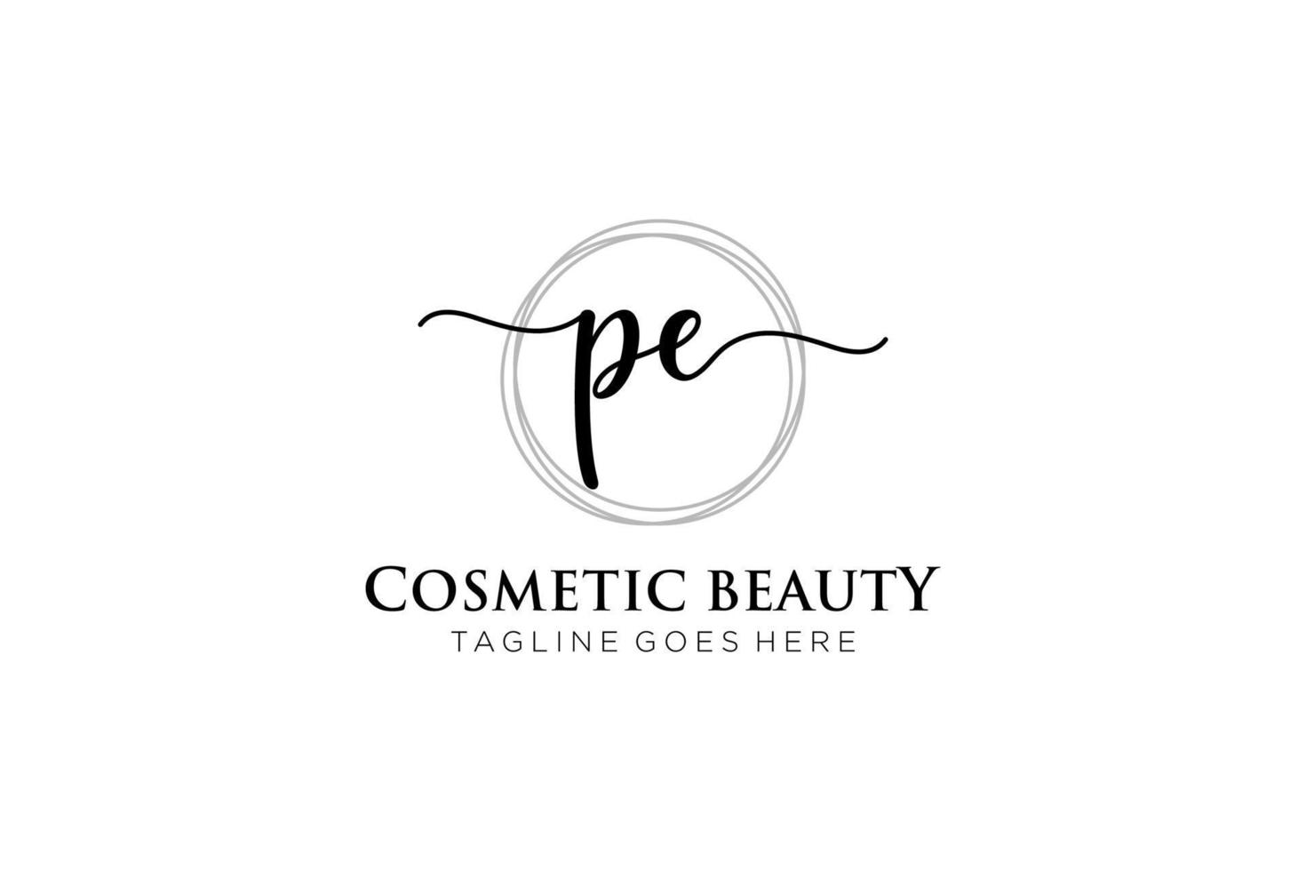 initial PE Feminine logo beauty monogram and elegant logo design, handwriting logo of initial signature, wedding, fashion, floral and botanical with creative template. vector