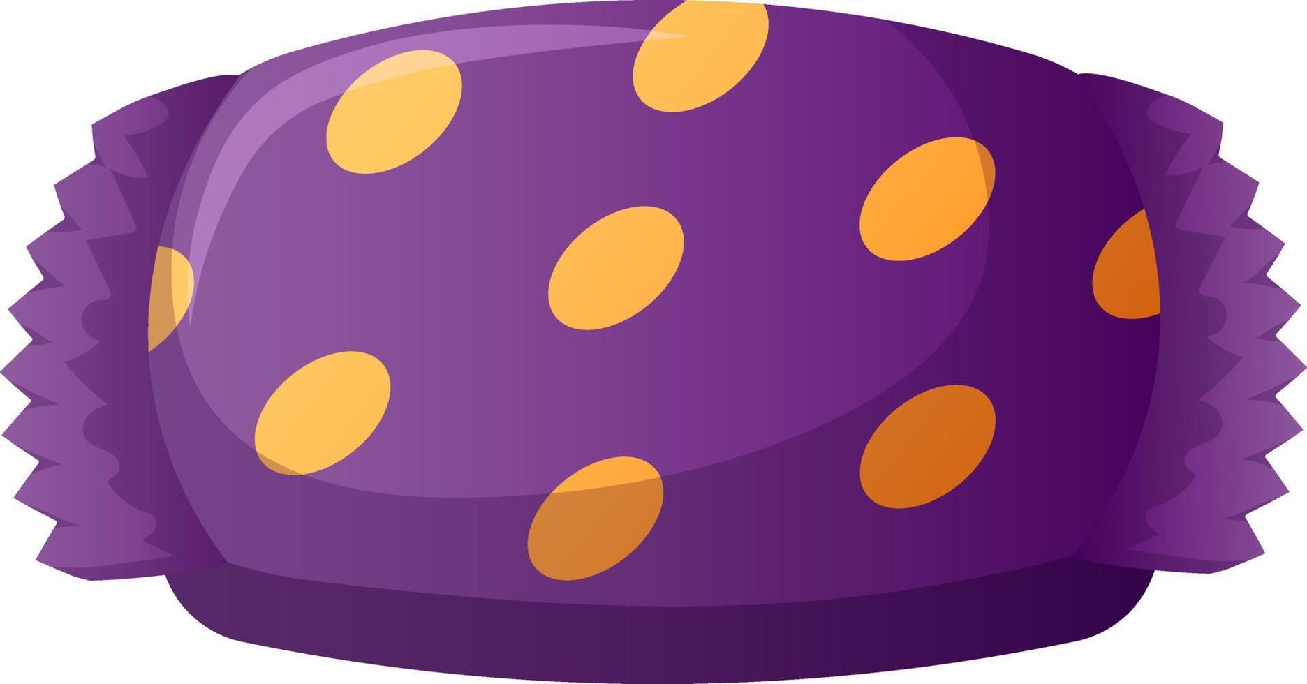 Purple candy with polka dot packaging for halloween isolated vector