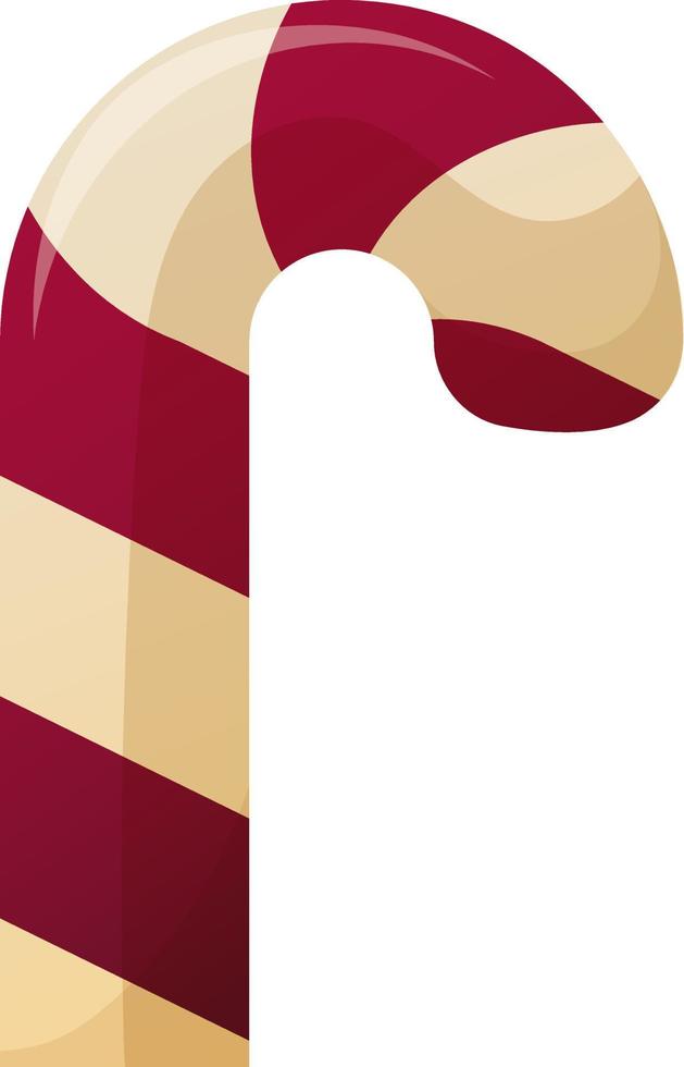 Curved striped lollipop for halloween, new year isolated vector