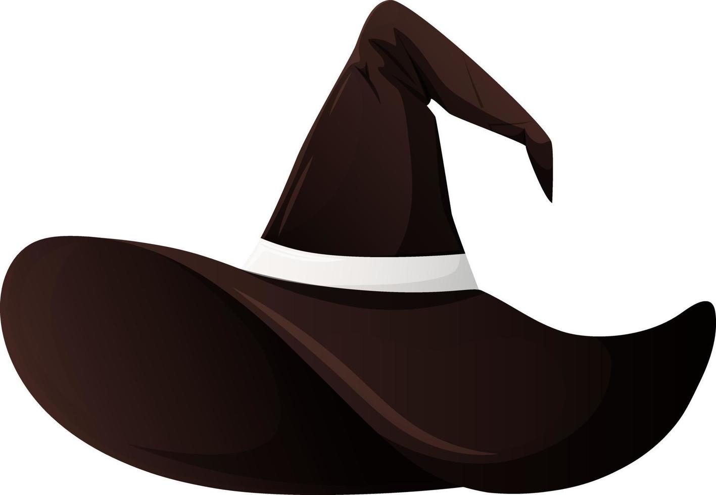 Simple black and white hat of witch, magician, wizard isolated vector