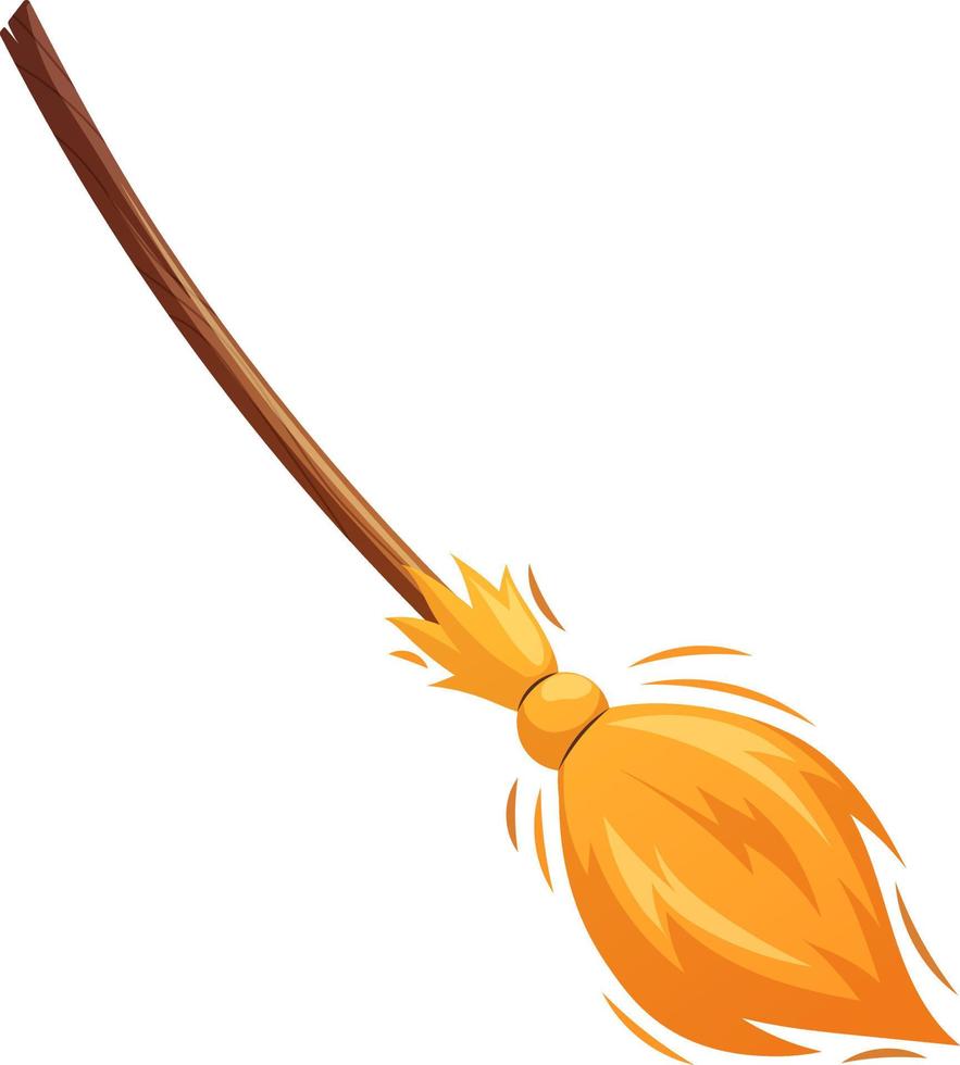 Witch's broom in cartoon style isolated vector