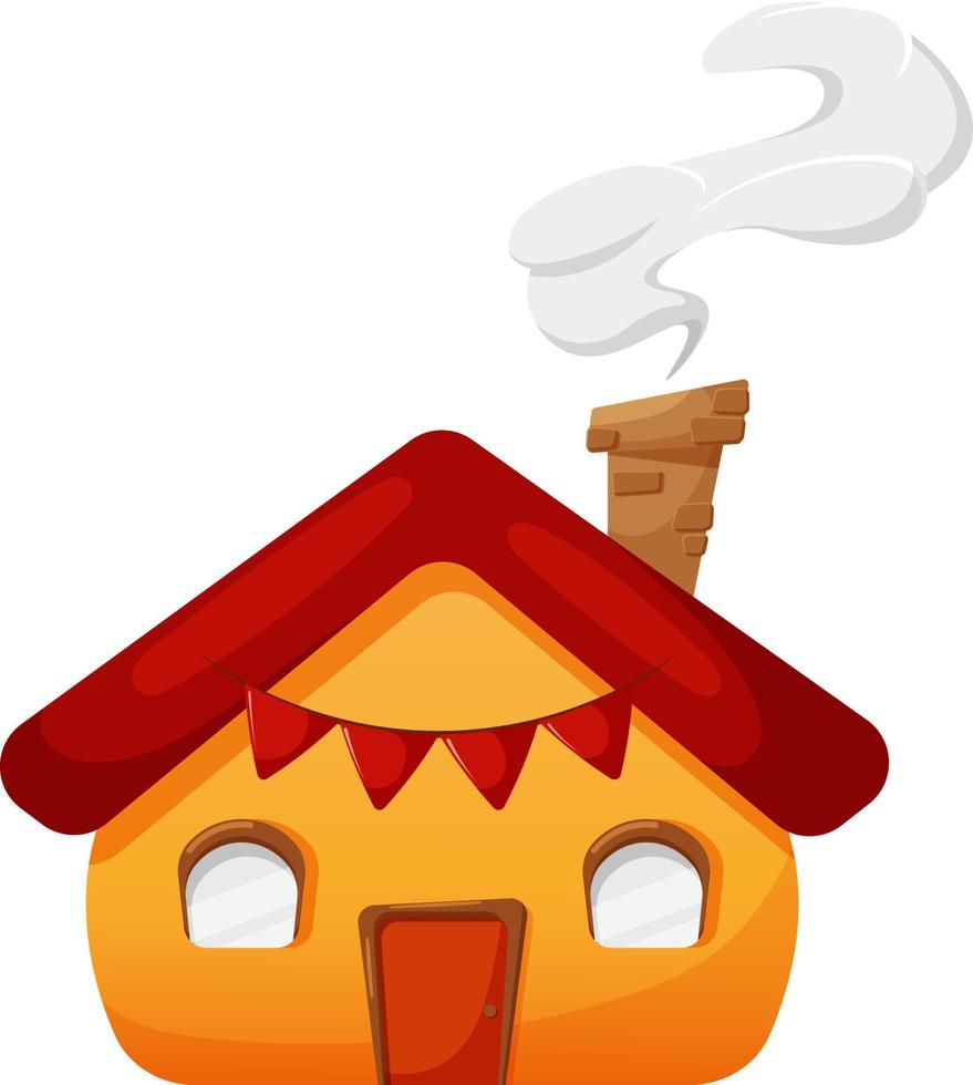 linda casa con chimenea y humo aislado vector