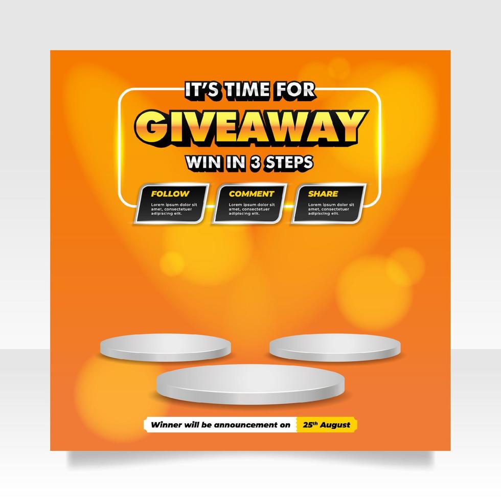 Giveaway contest social media post banner template vector