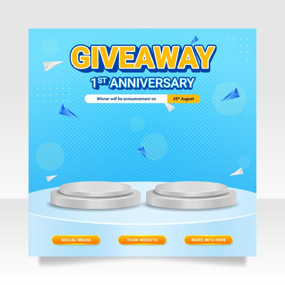 Giveaway contest social media post banner template vector