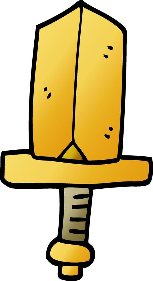 cartoon doodle gold dagger vector