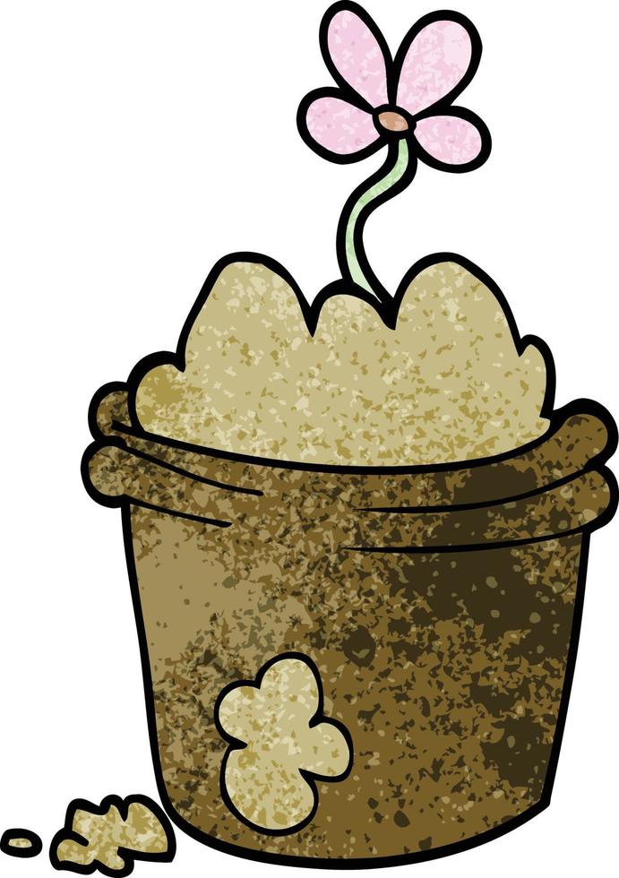 cartoon doodle flower pot vector