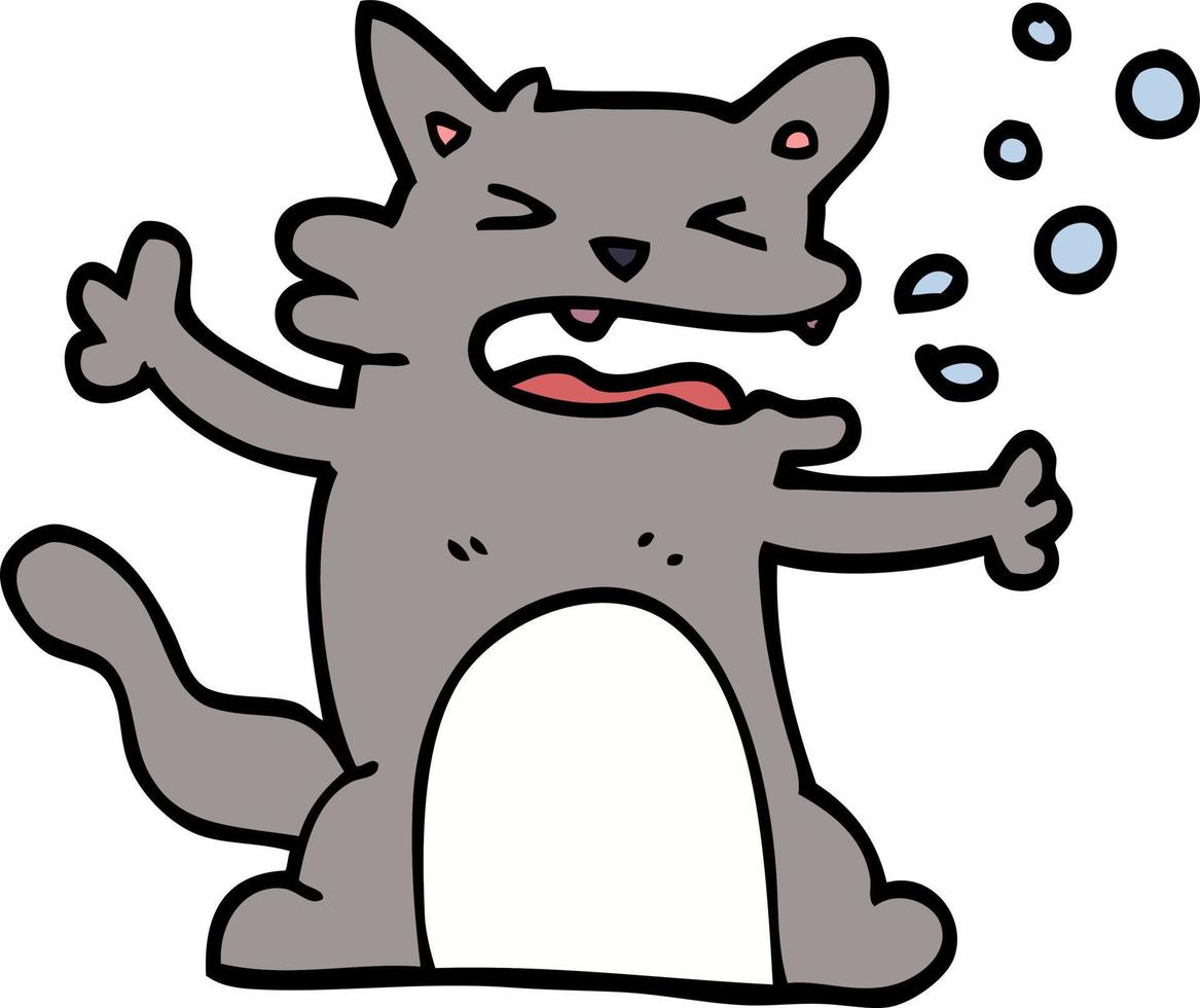 cartoon doodle hiccuping cat vector