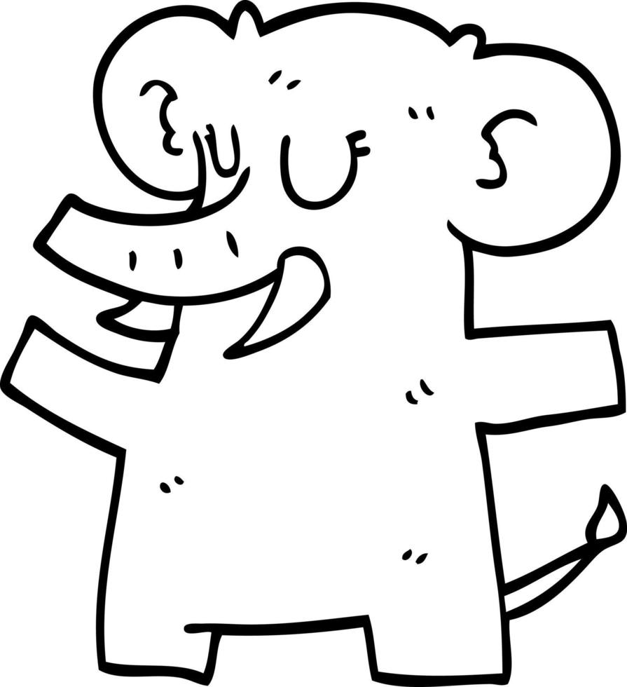 line drawing cartoon standing elephant vector