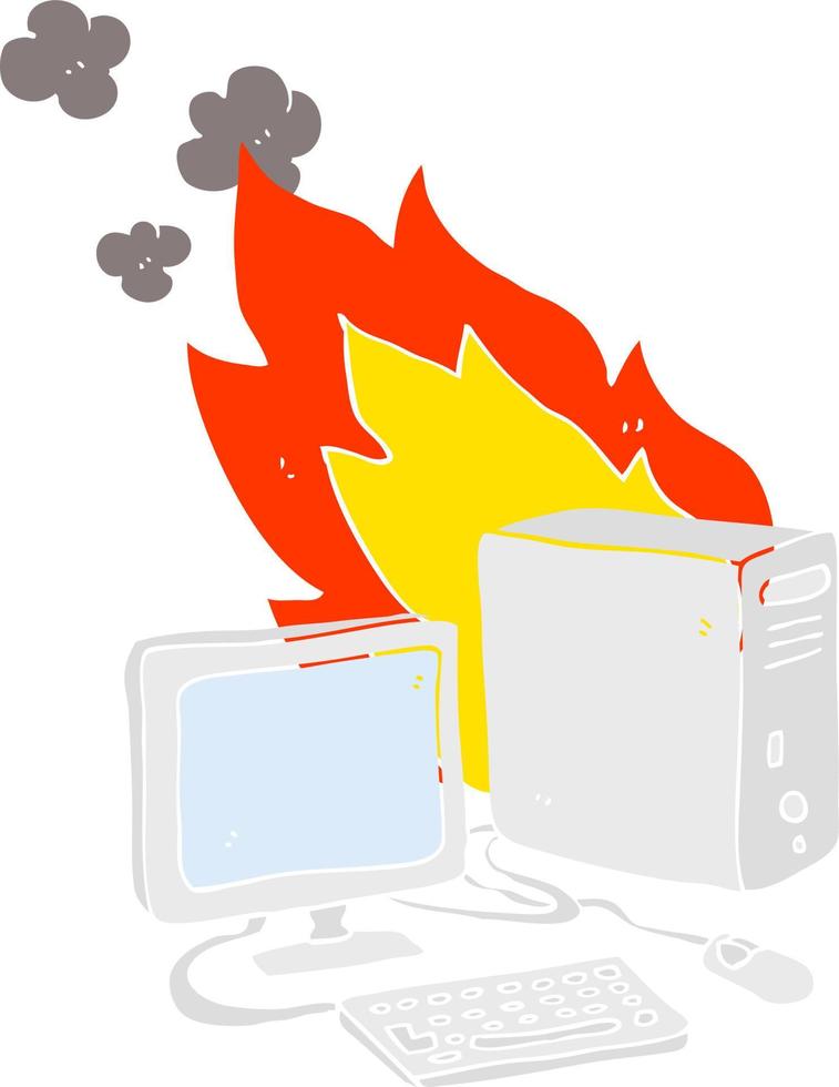 flat color illustration of a cartoon computer vector