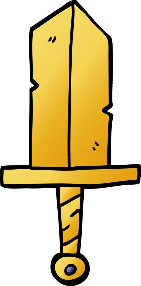 cartoon doodle golden dagger vector