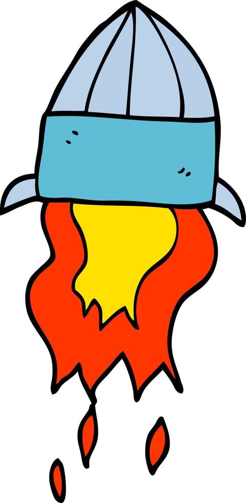 cartoon doodle rocket launch vector