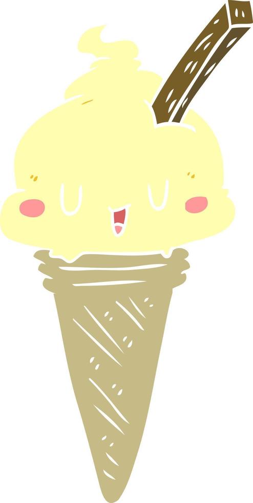cute flat color style cartoon ice cream vector