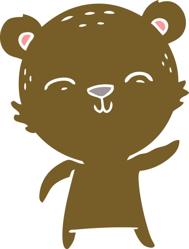 happy flat color style cartoon bear vector