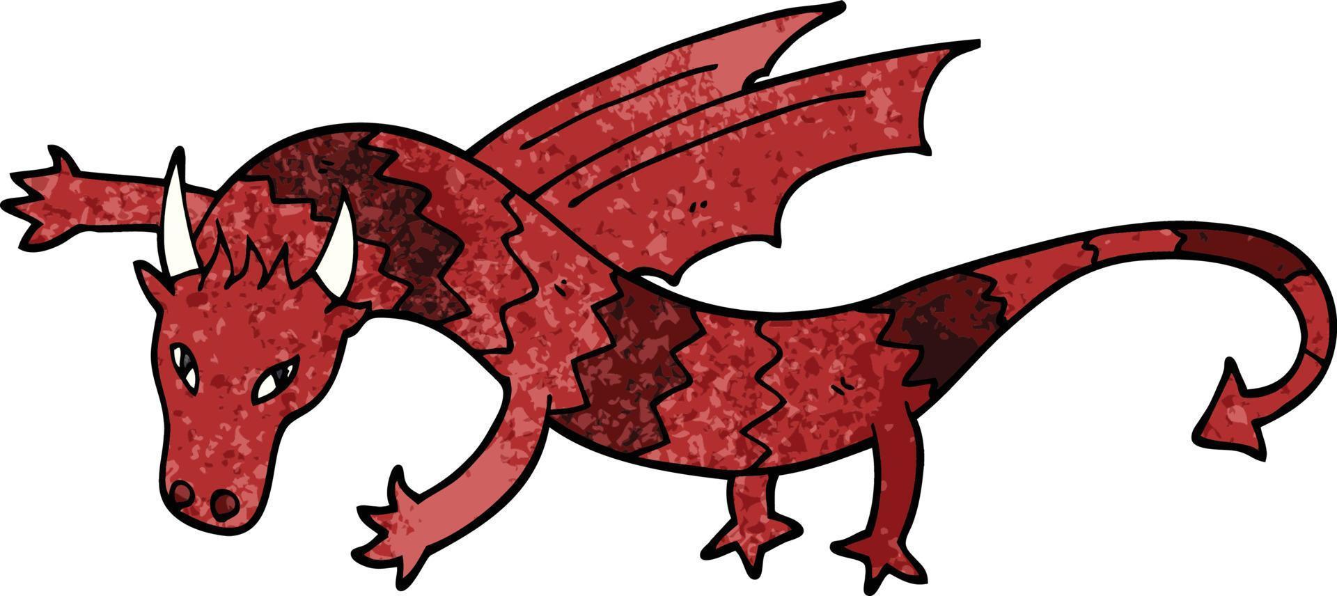 cartoon doodle flying dragon vector