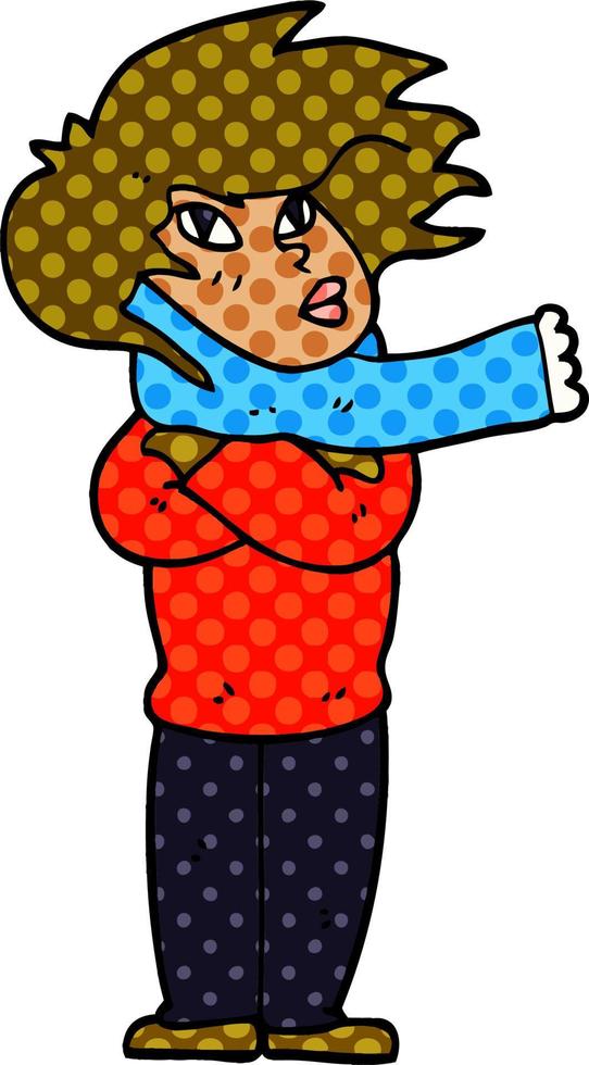 cartoon doodle girl with scarf vector