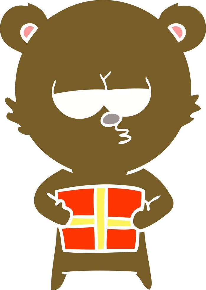 christmas bear flat color style cartoon vector