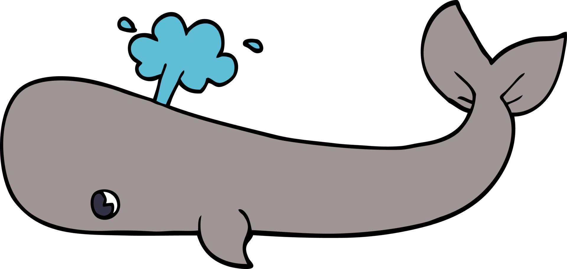 cartoon doodle whale vector
