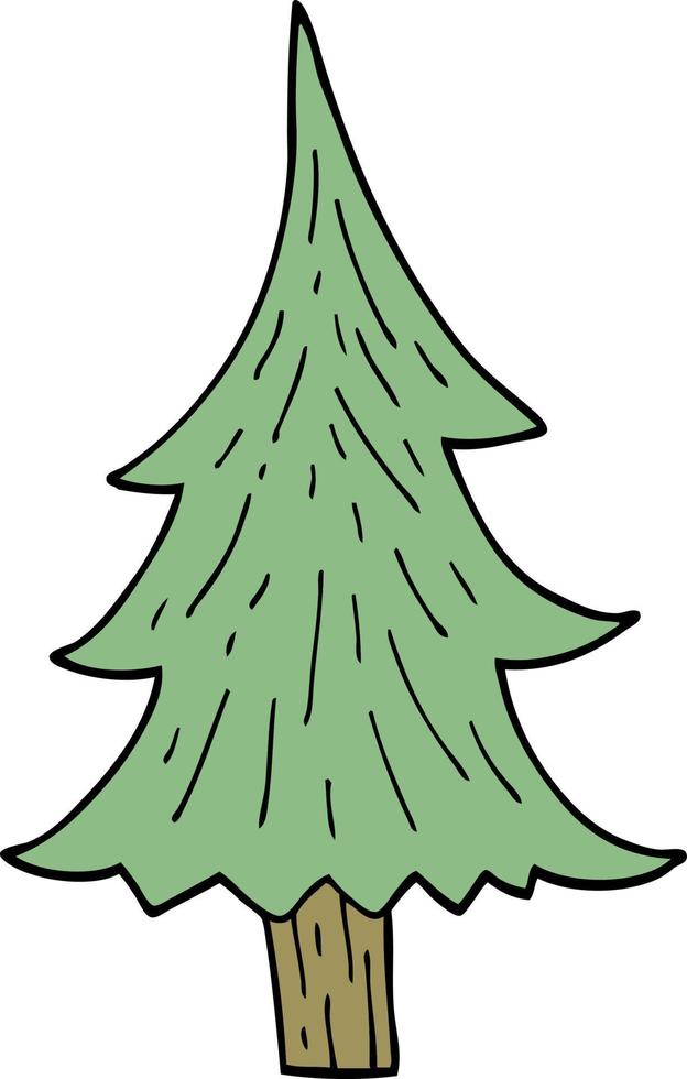 cartoon doodle pine trees vector